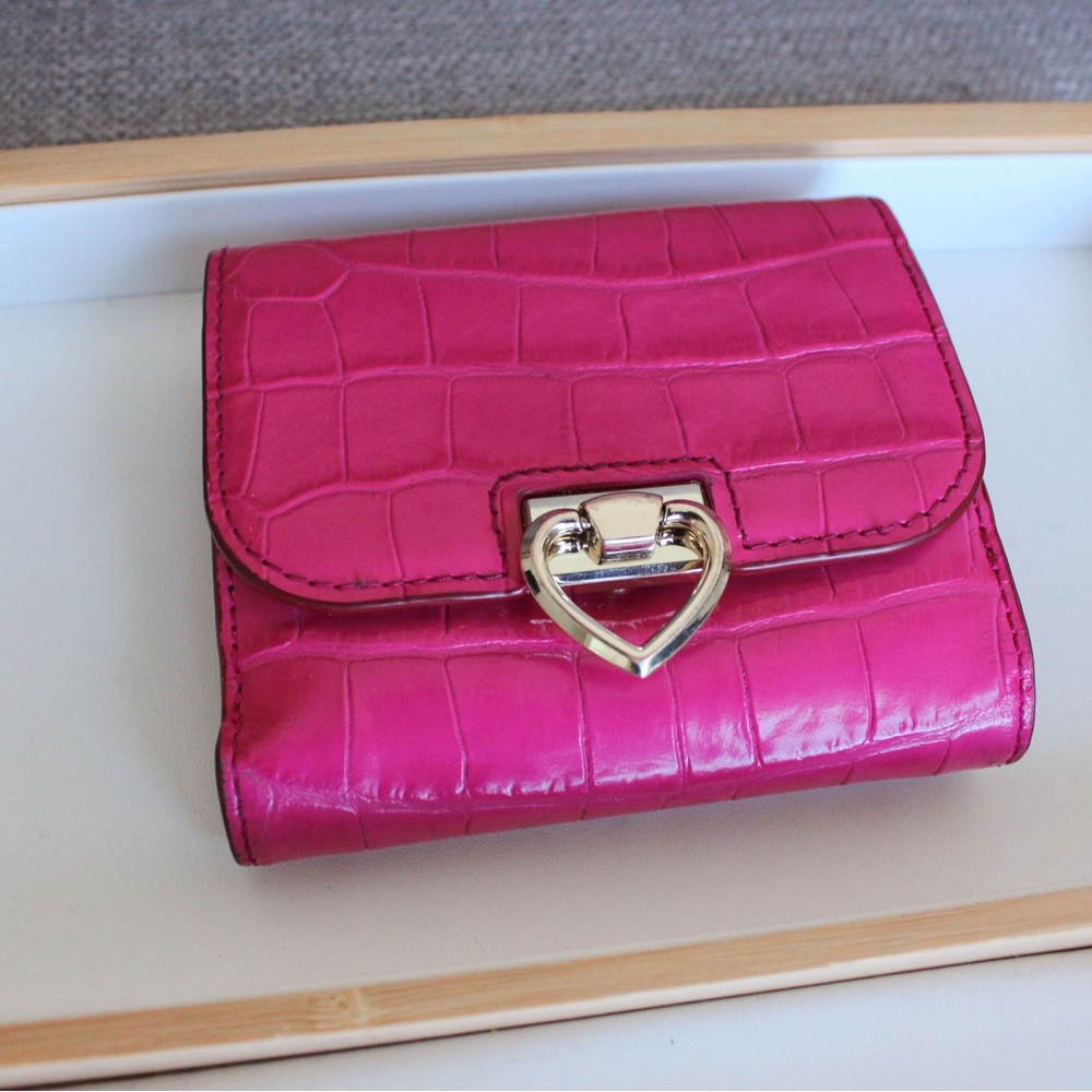 Kate Spade Croc-Embossed Leather Bifold Wallet in Pink - Picture 5 of 8